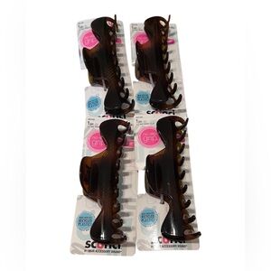 Scunci Thick Hair No-Slip Grip Claw Clip Brown - Lot of 4 (NEW)